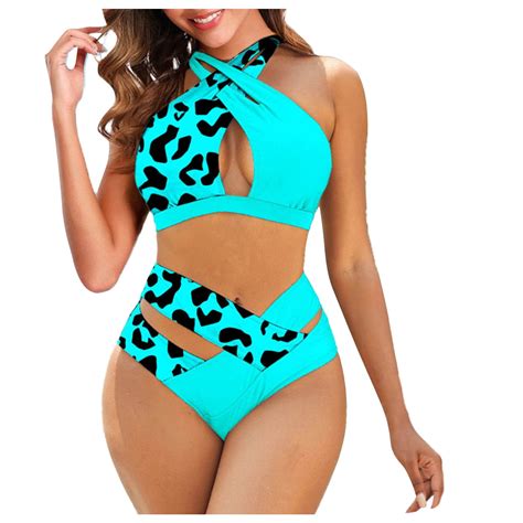 Quyuon Womens Bikini Set Two Piece Halter Swinsuit Modest Bathing Suit