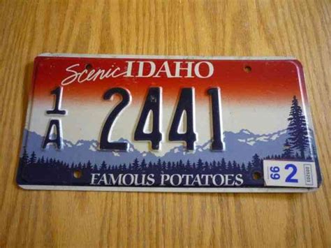 Idaho license plate 1A 2441 (exp. 1999)