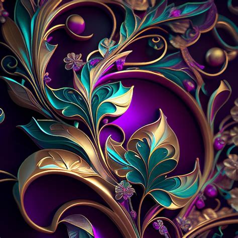 Premium Photo | Abstract purple gold floral background generative ai