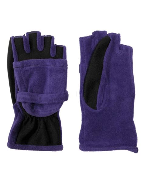 Isotoner Isotoner Womens Purple And Black Stretch Fingerless