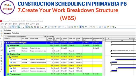 7 Scheduling In Primavera P6 Create Your Work Breakdown Structure Wbs Youtube