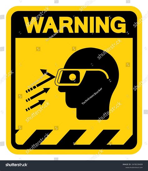 Flying Debris Wear Safety Glasses Warning Stock Vector (Royalty Free