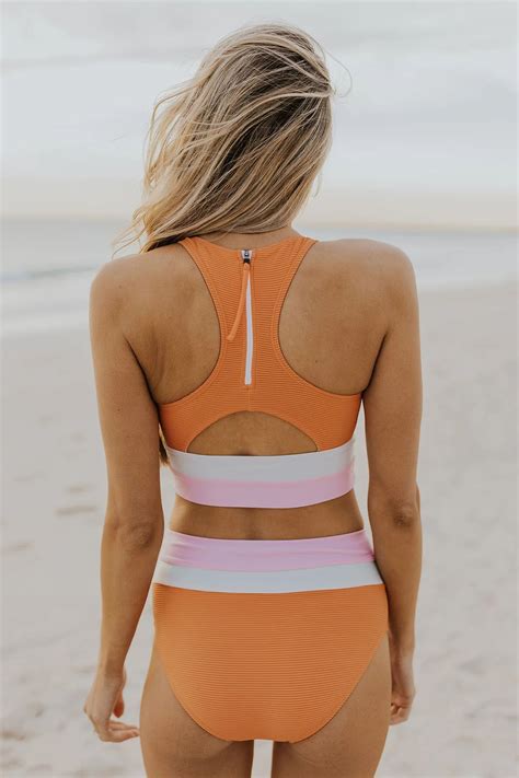 Madi Textured Color Block Bikini Set