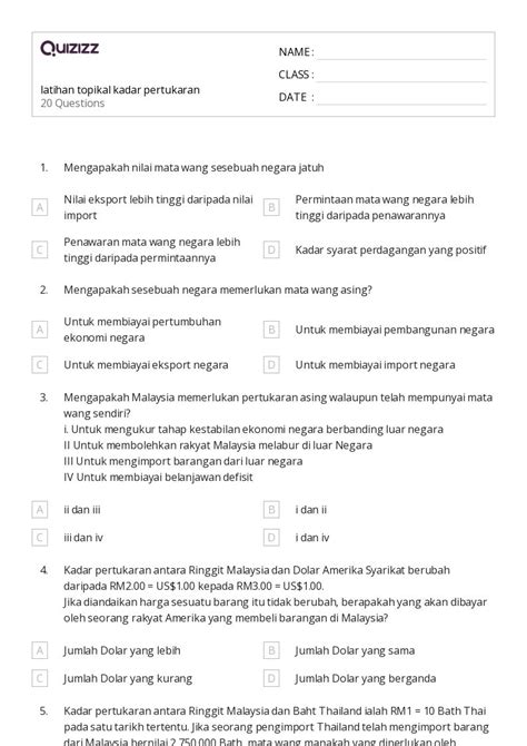 Lembar Kerja Dolar Untuk Kelas Di Quizizz Gratis Dapat Dicetak