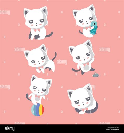 Set Of Different Cartoon Cats Stock Vector Image And Art Alamy