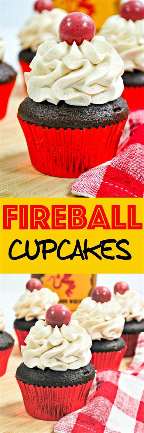 Fireball Cupcakes Boozy Chocolate Cinnamon Cupcakes Topped With A