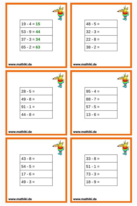 Subtraktion Bis Iv Klasse Mathiki De Mathe Klasse