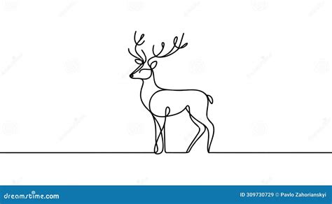 One Continuous Line Design Silhouette Of Deer Hand Drawn Minimalism