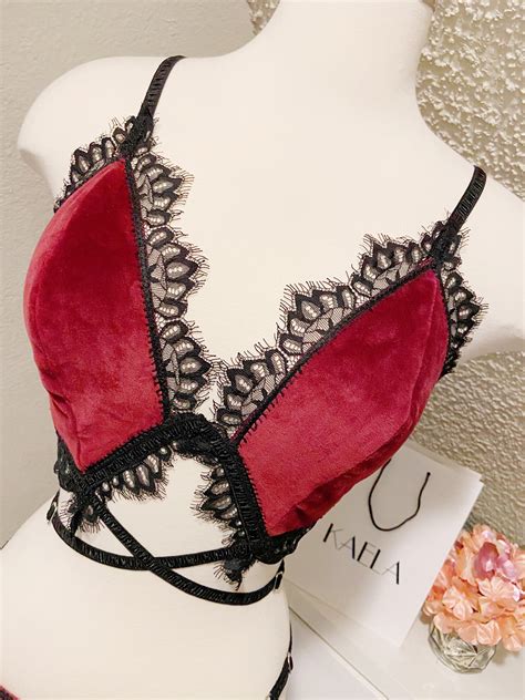 Red Velvet Lingerie Set Wedding Lingerie Gifts Wedding Etsy