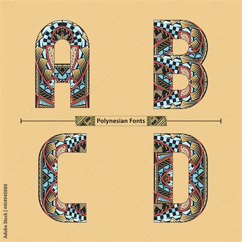 Alphabet Polynesian Style In A Set Abcd Stock Vector Adobe Stock