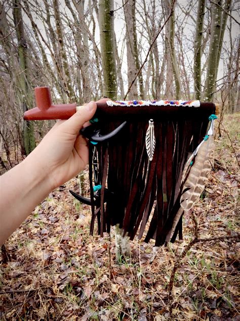 Authentic Native American Peace Pipe Complete With Buckskin Carrying