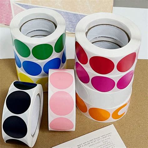 Colored Dot Copperplate Paper Label Roll Record Circular Sealing