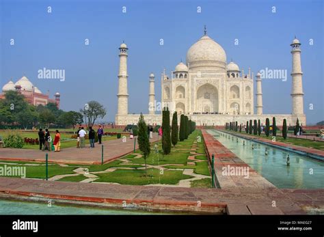 Taj Mahal With Reflecting Pool In Agra Uttar Pradesh India It Was