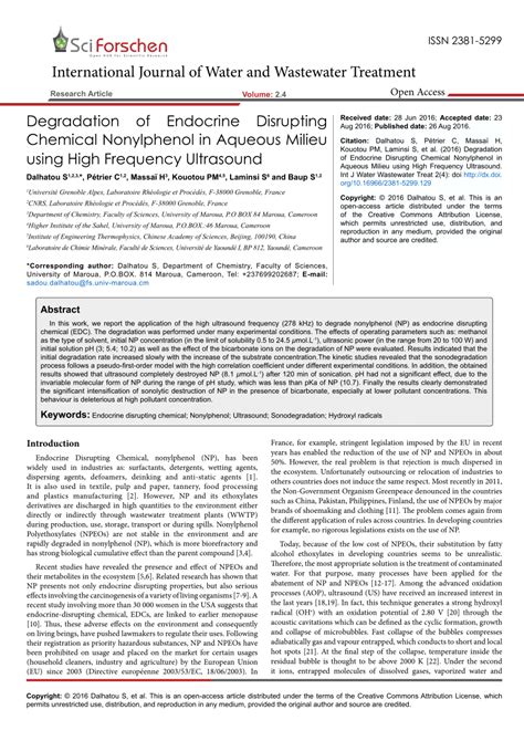 Pdf Degradation Of Endocrine Disrupting Chemical Nonylphenol In