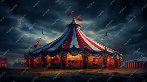 Premium Photo | A circus tent with lights and flags