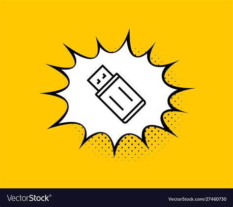 Usb Flash Drive Line Icon Memory Stick Sign Vector Image