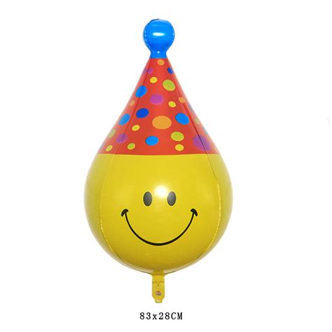 Birthday Decor 4d Yellow Large Emoji Party Hat Helium Foil Globos