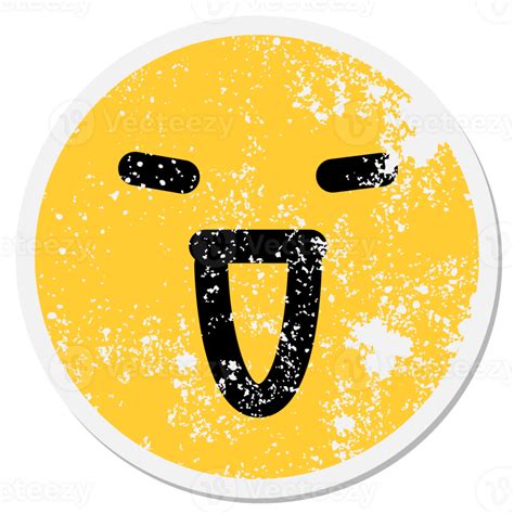 simple happy face enjoying circular sticker 44974669 PNG