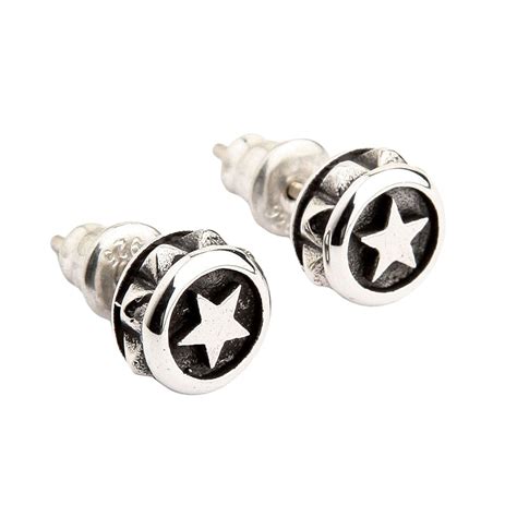Star Sterling Silver Stud Earrings - Bikerringshop