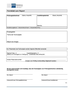 Ausf Llbar Online Ihk Koblenz Formblatt Zum Report Ihk Koblenzde Fax