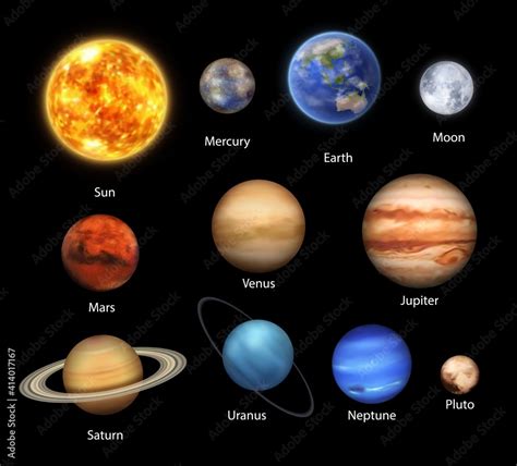 Photo Art Print Planets Of Solar System Realistic Set Of Vector Space