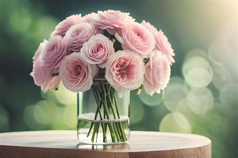 Premium Photo Pink Roses In A Glass Vase With Water And Sunlight In