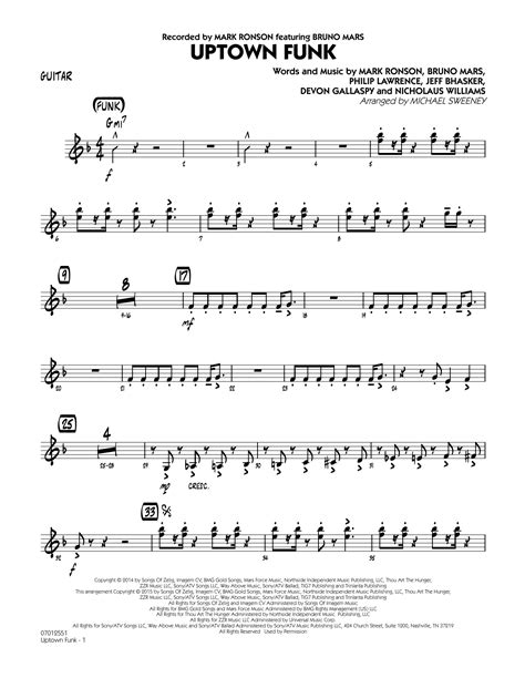 Uptown Funk Guitar By Michael Sweeney Sheet Music For Jazz Ensemble