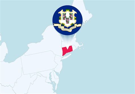 Estados Unidos Mapa De Connecticut Selecionado E Cone De Bandeira