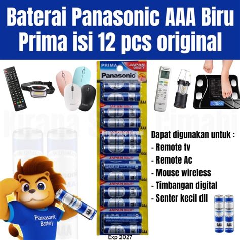 Jual A3 BATERAI PANASONIC AAA BIRU PRIMA ISI 12 PCS ORIGINAL Shopee