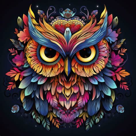 AI generated Multicolored mandala owl coloring page for adults. AI Generated 35249454 Stock ...