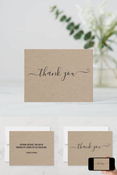 Modern Minimalist Kraft Thank You Card Zazzle Kraft Paper Crafts