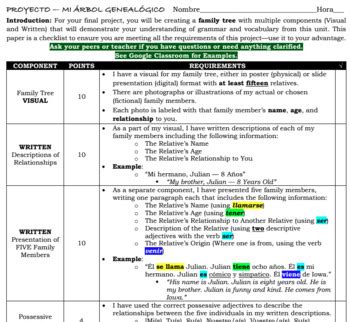 (FREEBIE) Spanish Family Tree Project by SpanishMidwest | TPT