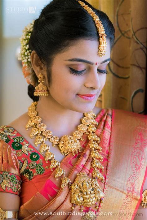 Bride in Gold Temple Jewellery - South India Jewels