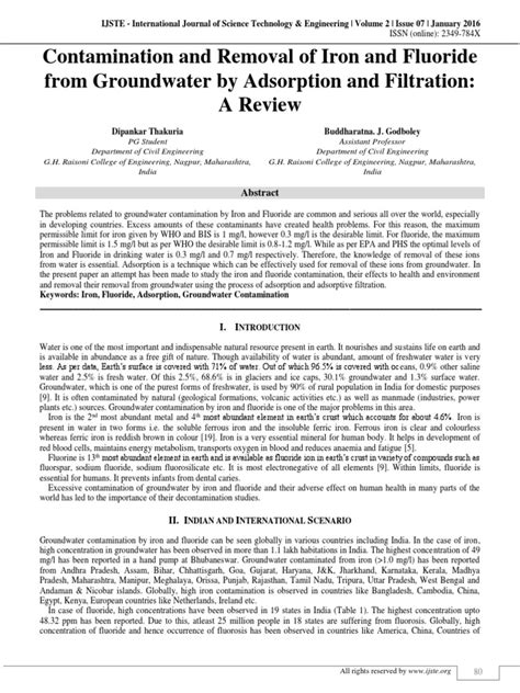 Contamination and Removal of Iron and FL | PDF | Adsorption | Iron