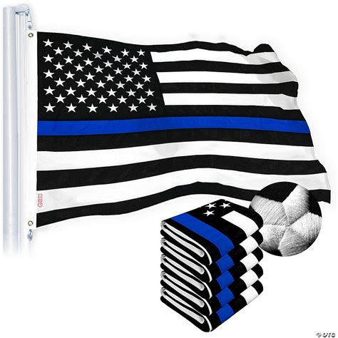 G128 Thin Blue Line Flag 2x3ft 5 Pack Embroidered Spun Polyester