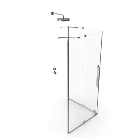 Glass Shower Enclosure Sliding Doors Silver 3d Incl Bathroom