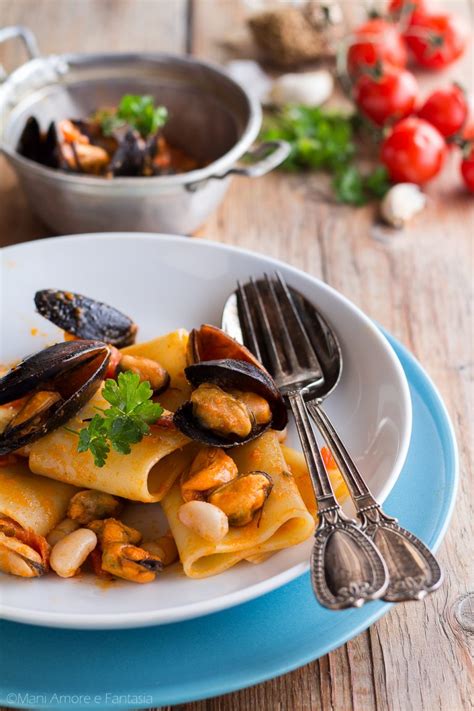 Paccheri Cozze E Cannellini Pasta Con Cozze E Fagioli Primi Piatti Mare