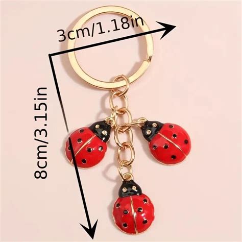 Cartoon Ladybug Keychain Cute Animal Key Ring Purse Handbag Car Charm