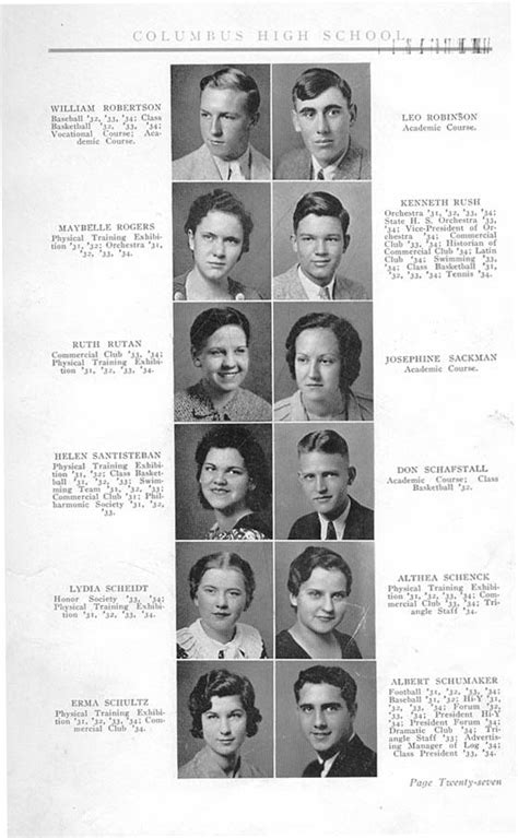 Columbus High School (CHS) 1934 Yearbook (Log) Seniors, Columbus Indiana