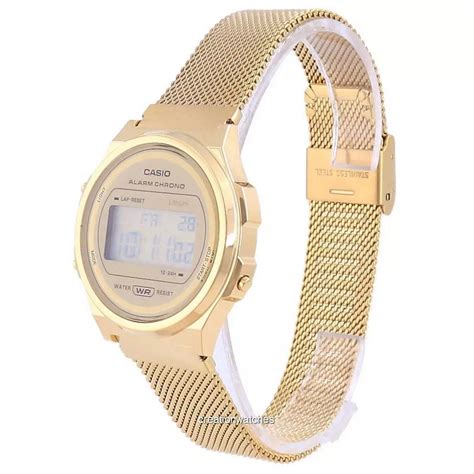 Casio Youth Vintage Gold Tone Stainless Steel Digital A Wemg A