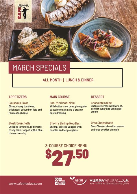 Caf The Plazas March Menu A Flavorful Course Choice