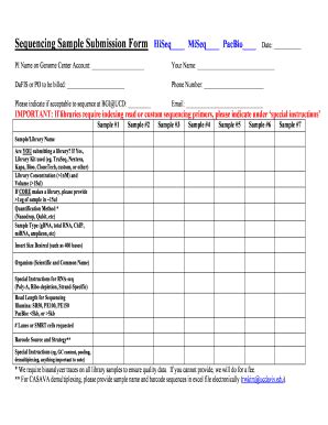 Fillable Online Dnatech Genomecenter Ucdavis Sequencing Sample