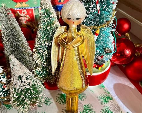 Rare Stunning Vintage Di Carlini Blown Glass Golden Angel Holding Choir Book Blond Hair