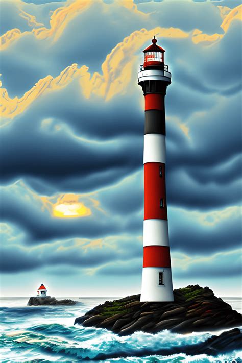 Stormy Cliffside with an Isolated Lighthouse · Creative Fabrica