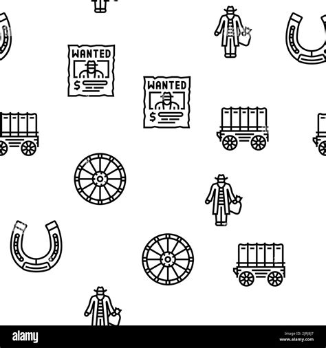 Western Cowboy And Sheriff Man Vector Seamless Pattern Stock Vector