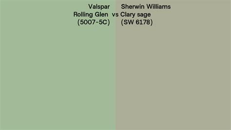 Valspar Rolling Glen 5007 5c Vs Sherwin Williams Clary Sage Sw 6178 Side By Side Comparison