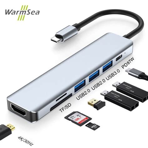 Usb Type C Docking Station Usb C Hub 30ถึง Hdmi Adapter พร้อม Sdtf