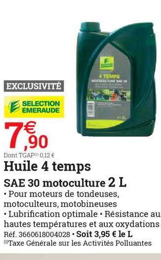 Promo Huile Temps Sae Motoculture L Chez Espace Emeraude