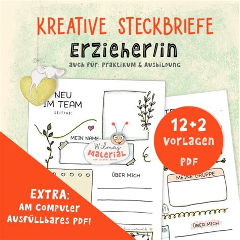 14 Kreative Steckbrief Erzieherin Vorlagen Wilmas Material