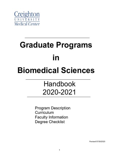 Fillable Online Facultygraduate Program In Biomedical Sciencescollege